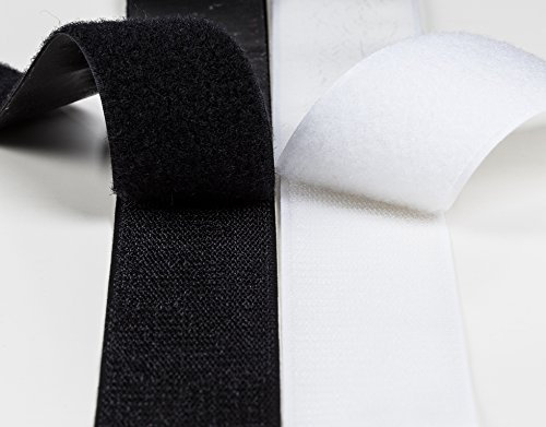 10 Meter Klettband Selbstklebend in Schwarz oder weis von 10-100 mm (50 mm, Weis)
