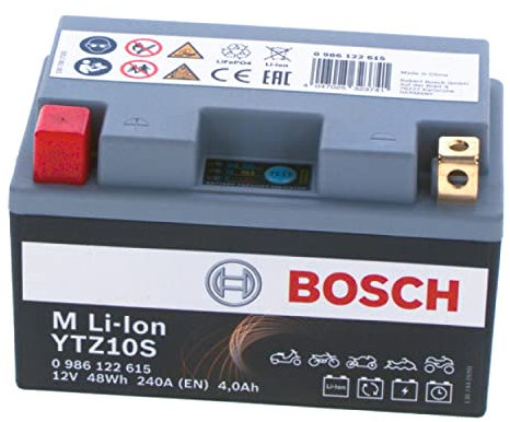 Bosch 0986122615 - Batteria per motocicli - 12V 240A 4Ah ioni di litio a 12Ah Plomo-Ácido - Adecuada para motocicletas, motos, enduros, scooters, quads, motos de agua - BTZ10S