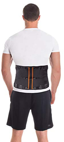 TOROS-GROUP - Rückenstützgürtel - Haltungskorrektur - Verstellbarer Rückengurt mit Stabilisierungsstäben, Schmerzlinderung, Körperhaltung, mit 4 Rippensteifen, Unisex, Höhe 24 cm, Schwarz, M