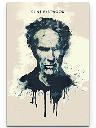 Paul Sinus Art Clint Eastwood 90x60cm auf Leinwand gespannt fertig zum aufhängen