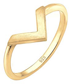 Elli Ring Damen Geo V-Form Basic Matt Trend in 925 Sterling Silber