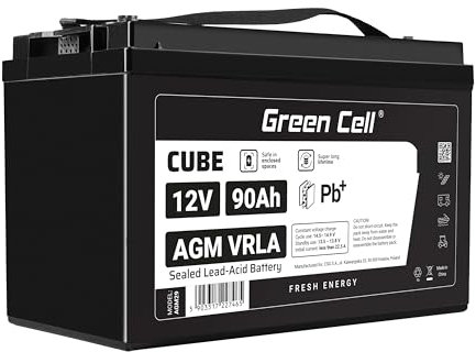 Green Cell Recambio de Batería Gel AGM 12V 90Ah Rechargeable Pila Sellada de Plomo ácido batería sin Mantenimiento Batería de Reemplazo para Autocaravanas Barcos Camper Fotovoltaica