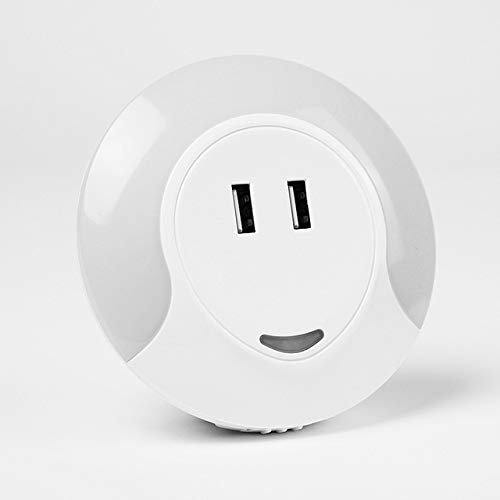 YQHWLKJ Plug-In Light Control Night Light Usb Charger Nightside Light Night Light Led Night Light Round Wall Lamp With Light Sensor White
