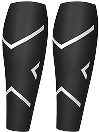 AUXDIQ Mangas de Compresión para Pantorrillas Calcetines para Piernas Hombre y Mujer Medias de Compresión Pantorrilleras Compresion Negro Talla M