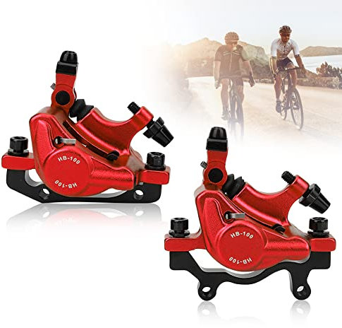 Fahrrad Hydraulische Scheibenbremse Set, HB-100 Mountainbike Aluminiumlegierung vorne und hinten Hydraulische Scheibenbremse für Mountainbike, Rennrad, elektrisches Faltrad (rot)