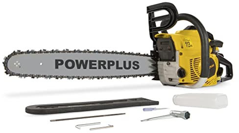 Powerplus Benzin Kettensäge POWXG10231 - Benzin Säge 50,4 cc, mit 500 mm Schwert & 520 ml Kraftstofftank, automatische Kettenschmierung, Gartengeräte für einfache & anspruchsvolle Gartenarbeit