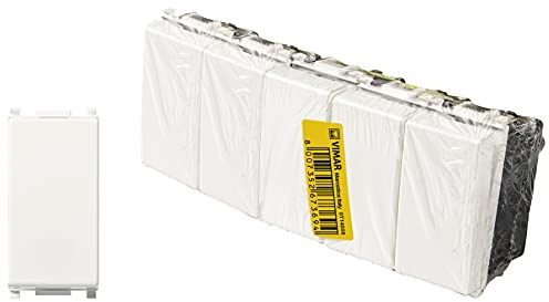 Vimar Plana 0T14008 Pulsante 1P NO 10 A 250 V~, 5 pezzi, illuminabile (unità di segnalazione non fornita), tasto sostituibile | Pulsante unipolare NO 10 A 250 V~, illuminabile, con tasto sostituibile, colore bianco, confezione da 5 pezzi