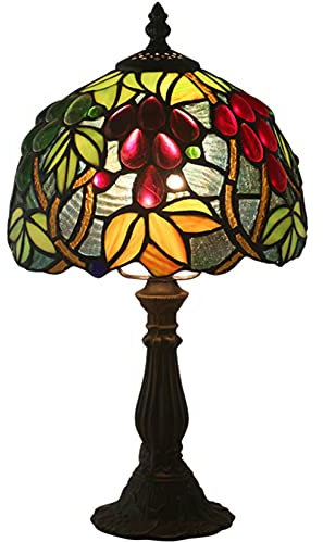 AIBOTY 8 Tiffany-Stil Tischlampe Nachttischlampe aus Buntglas grün Traube Schreibtisch Leselicht dekoratives Wohnzimmer Schlafzimmer Vintage Bibliothek Banker traditionelle viktorianische Boho Lampe