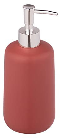 Allstar Seifenspender Olinda, nachfüllbarer Seifenspender in konischer Form, Handseifenspender in mattiertem Finish, hergestellt aus Keramik, Pumpaufsatz Silber, Füllmenge 500 ml, 8 x 20 x 7,7 cm, Rot