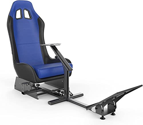 cirearoa Sim Racing Cockpit with Seat | Compatible with G29 G920 G923 T248X T248 T300RS TX F458 T500RS| Easy to Install Racing Wheel Stand for PS5, Xbox, PC Gaming (Black/Blue)