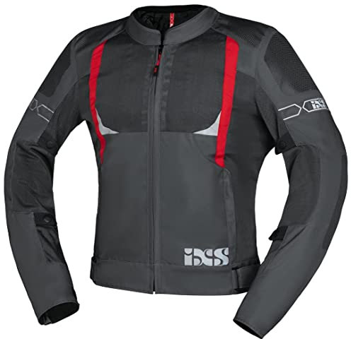 IXS Motorradjacke mit Protektoren Motorrad Jacke Trigonis-Air Sportstourer Textiljacke dunkelgrau/grau/ro XXL, Herren, Sommer, Polyester, rot