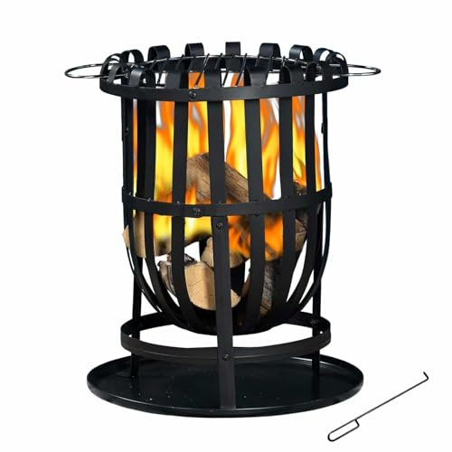 KEKAI Brasero en Acier à Usage extérieur 2 en 1 avec Fonction Barbecue-feu Kekai Dana 40 x 56 cm Grill, Attiseur et Collecte des Cendres