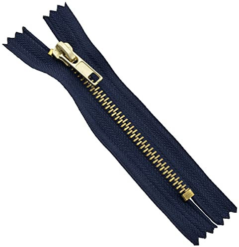 Aerzetix - C61331 - Set di 5 Cerniere Non separabili 14cm in Metallo - Cerniera Lampo - Colore Blu Scuro - cursore tiretto pelletteria Cucito Gonna Vestito Abito Pantaloni merceria Borsa Gilet