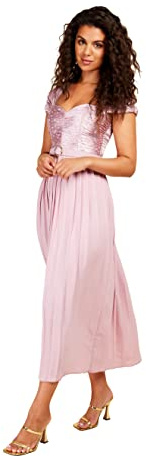 Little Mistress Blush Spot Midaxi Robe pour Occasion spéciale, Rose poudré, 42 Femme
