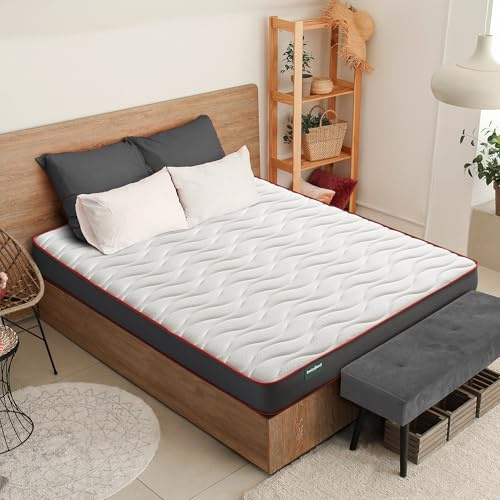 beloBed Matelas 140 x 200 cm Épaisseur 18 cm avec Viscose Haut Confort Réversible Double Face Ferme Moyenne Multicouche Respirant Noyau en Mousse HR ComfortFusion, Gris
