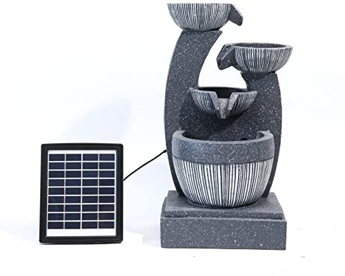 Inomhus/utomhus Trädgård Vattenfontän Utomhusvattenfontän Utomhus Solenergi Kaskadfontän Vattenfunktion LED-ljus Polyresin-statyer för däck, uteplats, veranda, gårdsinredning Decoration