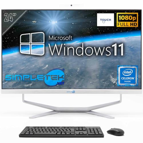 SIMPLETEK - PC Desktop ALL in ONE 24 Full HD Touchscreen | G1820T 2.40GHz - 8GB RAM SSD 240GB | Windows 11 | Webcam integrata HDMI