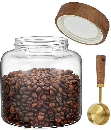 Foyofly Glass Coffee Storage Jar with Screw Lids Glas Lebensmittel Vorratsglas Luftdicht Glasbehälter, Glas für Süßigkeiten Vorratsglas für Gewürze, Zucker, Kaffee, Kekse