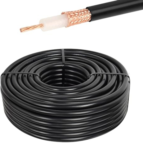 XRDS -RF Cavo coassiale RG213 15 m, cavo RG213 a bassa attenuazione da 50 Ohm Cavo coassiale RG213 con schermatura a treccia di rame nudo