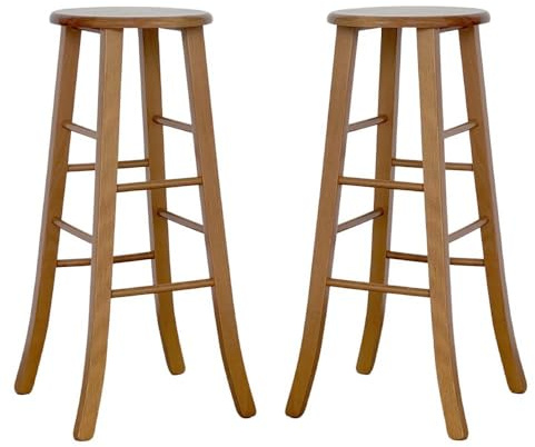 okAffareFatto di Zimbardi Costanza Tabourets bar set de 2 ronds h 80 cm noyer clair pieds sabre