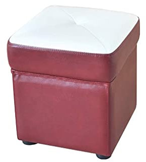 Generic Hocker, Osmanische Quadratische Fußstütze Aus Kunstleder Bank Mit Hochelastischer Schaum Polsterbank Mit Fußstütze/Rot/36 * 36 * 39Cm