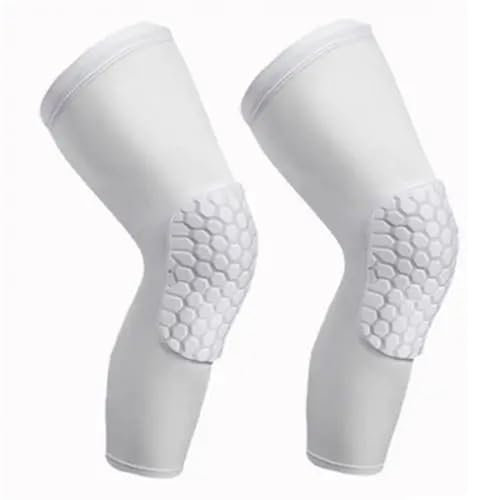 NJIEzhao Knee Pads 1Pc Men Women Knee Pad Breathable Sports Football Basketball Knee Pad Honeycomb Leg Brace Support(WHITE,XXL)