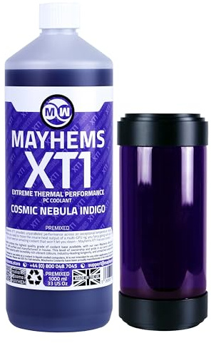 Mayhems - XT1 Premixed PC Coolant - Computer Water Cooling Fluid - Liquid Cooling, Thermal Performance Series, 1 Litre, Cosmic Nebula Indigo