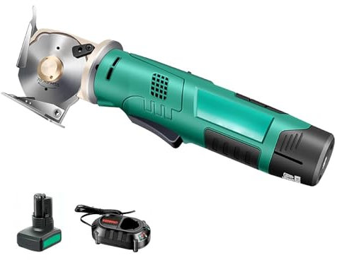 DOJOEUU Taglierina elettrica per Tessuti Senza Fili, taglierina per Tessuti alimentata a Batteria da 4000 mAh con Funzione di affilatura, taglierina elettrica rotativa per Tessuti