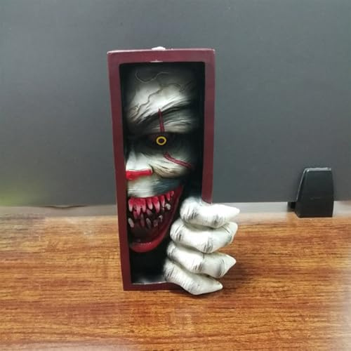 ACESOME Halloween Peeping Bookend, Scary Book Shelf Divider, Human Face Resin Bookend, Bookshelf Decor Decorative Book Ends Sculpture Scary Back Gift for Desks Offices (3)