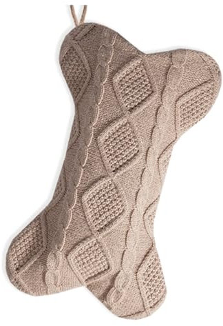 qorkhogr Weihnachtsstrumpf für Hunde, 41,9 cm, große Knochenform, gestrickt, Weihnachtsstrumpf zum Aufhängen, Urlaubsdekorationen für Familie, gestrickte Weihnachtsstrümpfe für Baum, Kaminsims,