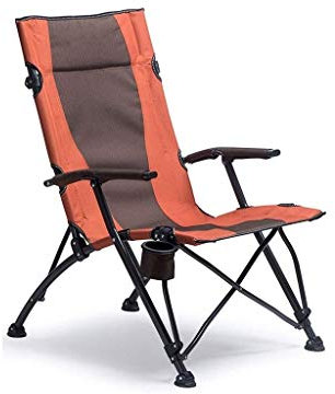 HCZKIUJY Campingstuhl, ergonomische hohe Rückenlehne, tragbarer Klappstuhl mit Armlehne, Getränkehalter