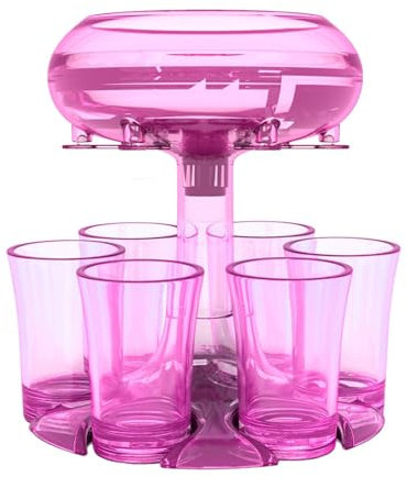 Glass Multi Shot Dispenser, Acrylic Shot Glasses Dispenser, Drinks Tipple Cocktail Beer Dispenser, Acrylic Touchless Shot Pourer for Drink, Drink Dispenser with 6 Shot Glasses Set
