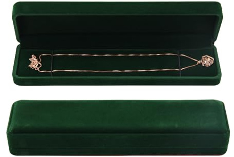 Bototack Velvet Necklace Box, Rectangle Jewelry Gift Boxes Necklace Display Case for Engagement Wedding Birthday Gifts (Green)