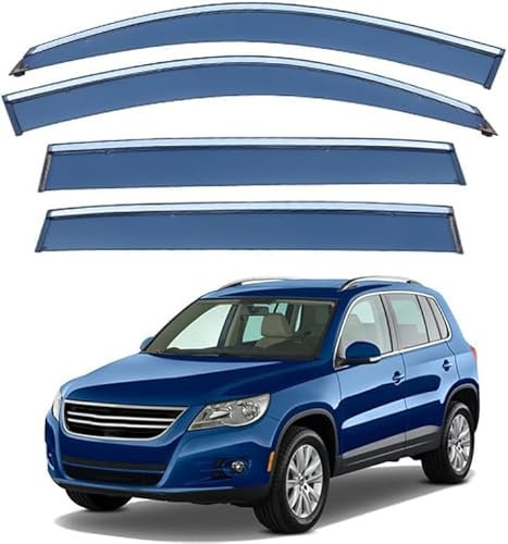 gxybr Windabweiser Regenabweiser kompatibel Für VW Tiguan MK1/5N 2007-2015, Getönt, Set 4-Teilig, Aerodynamisch
