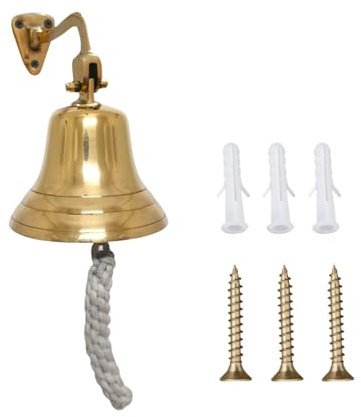 Fenzo Last Order Bell, Traditional Wall Mounted Hanging Door Ship Brass Bell with Durable Rope, Loud Sound, for Sleigh, Playhouse, Boat, Home Bar Pub (3 Inch)