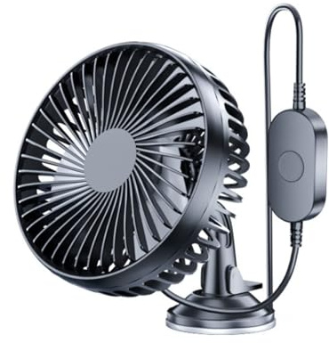 Ventilatore per Auto12V Elettrico 360 Rotante 3 Velocità Ventilatore Portatile USB Tavolo Silenzios per Campeggio dei bambini,Auto, Camion
