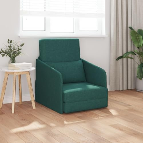 vidaXL Sofa Letto da Terra 2-in-1 Verde Scuro 65x80x83 cm Tessuto