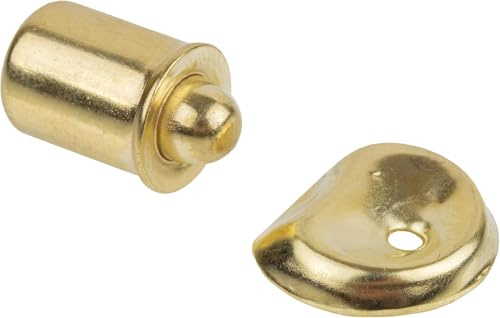 Small Brass Plated Spring Loaded Bullet Catch with Striker Plate - 1/4 Diameter - Hardware for Large Doors That Slide on Vintage or Modern Furniture - VL5-SB