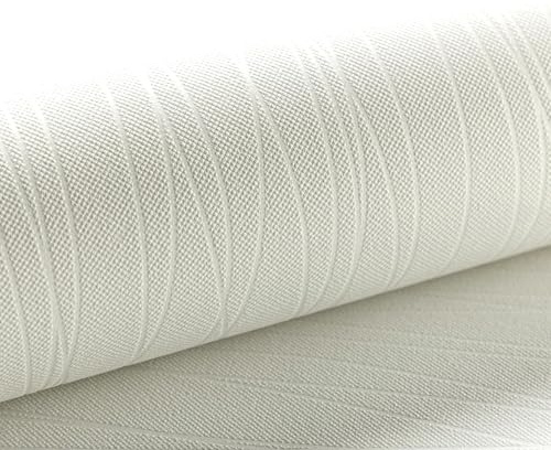 Anttyscar Mix Plain Stripe Textured Thick 3D Embossed Modern Minimalist Wallpaper Roll - Striped Flocking Wallcoverings with Irregular Stripes - Beige White