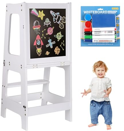 Sinbide Lernturm, Lernturm für Kinder, Montessori Learning Tower, mit Message Boards,ideales Montessori Küchenhelfer ab 1 Jahr