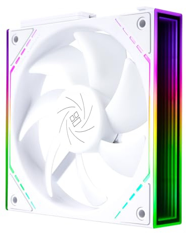 TR-TL-M12QW CPU Fan 120mm Case Cooler, PWM Connector Silent Computer Cooling with S-FDB Bearing,PC Fan with ARGB Mirror Light Effect,low Noise,White (TL-M12QW)
