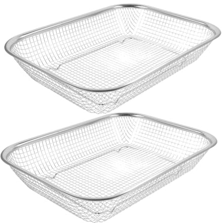ABOOFAN Colador De Acero Inoxidable Para Cocina 2 Piezas Cesta De Malla Resistente Rectangular Para Escurrir Frutas y Verduras En Espacios Pequeños