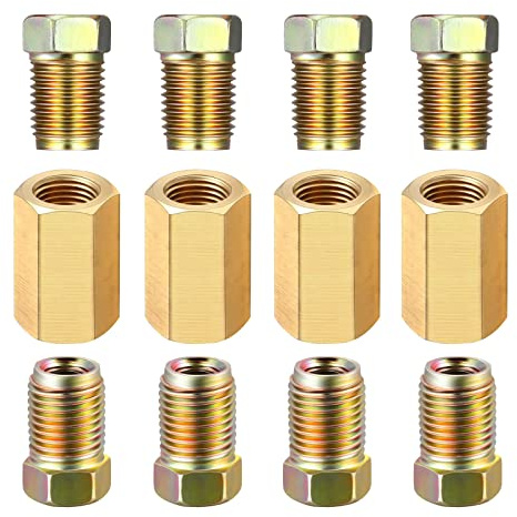Wayfadacc Assortiment de 12 raccords de conduite de frein de voiture 7/16-24 fils, pour raccords de tuyau de frein de 6,35 mm