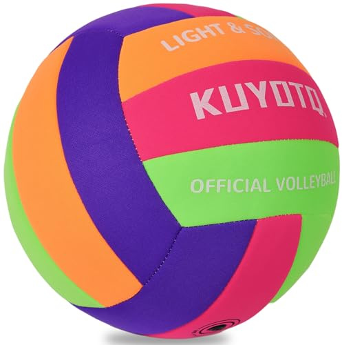 KUYOTQ Soft Indoor Volleyball for Indoor Practice, Super Soft and Light Safe Sport Gear Fabric Volleyball for Kids Youth and Adult Beginners, Perfect for House and Garden Training Games
