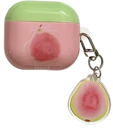 XINVHUA Custodia per AirPods Pro 3, graziosa custodia protettiva in TPU alla moda con motivo mela e guava, compatibile con AirPods Pro di terza generazione, per ragazze e donne (A)