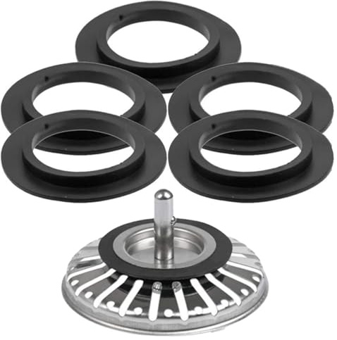YUVKIN Lot de 5 Joints Universels pour Bonde d'Évier, Accessoires de Bouchon d'Évier, Joint de Remplacement pour Évier et Bonde (Ø intérieur 32 mm, Ø extérieur 54 mm)