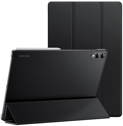 JETech Funda para Samsung Galaxy Tab S11 Ultra, Negro | Trasera Translúcida Slim, Soporte Tríptico, Activación/Reposo Automático, Carcasa Protección Ligera Antigolpes