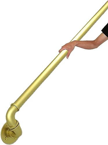 HynJGih Pasamanos de Escalera Simple, tubería de Agua de Hierro for el hogar, ático Interior contra la Pared de la Escalera mecánica Antideslizante for Ancianos(4Ft/120Cm)