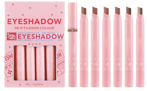 Juego De Barras De Sombra De Ojos De Dos Colores: Sombra De Ojos En Crema | Degradada De 6 Piezas, Resaltador De Un Solo Toque | Paleta De Lápices De Maquillaje Lazy Under-Eye Para Un Look Cosmético
