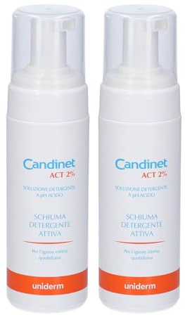 Candinet Act 2 % aktivt rengöringsskum för daglig intim hygien, surgörande och balanserande åtgärder i det intima ekosystemet, 2 flaskor på 150 ml Cad